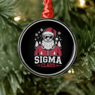 Sigma Claus Cool Santa Christmas Rizz Rizzler Meme Metal Ornament