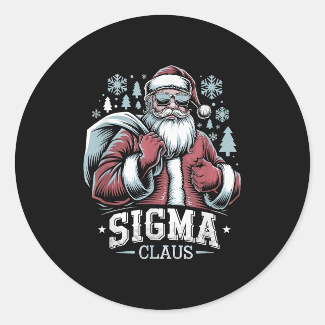 Sigma Claus Cool Santa Funny Christmas Rizz Rizzle Classic Round Sticker (Front)