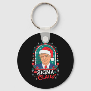 Sigma Claus Festive Political Humor Trump Santa Ha Keychain