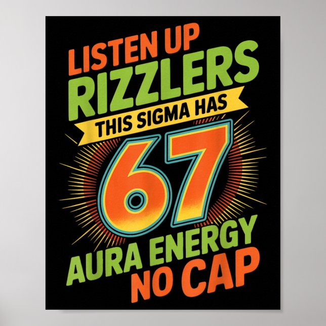 Sigma Has 67 Aura Number 67th Aura Farming Ice Cre Poster (Front)