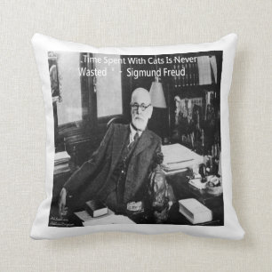 Sigmund Freud & Cat Citation Lancer Oreiller