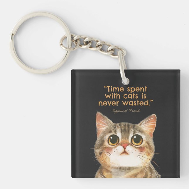 Sigmund Freud Cat Quote Acrylic Keychain (Front)