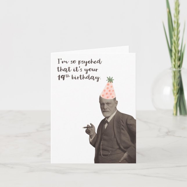 Sigmund Freud Funny 19th Birthday Psychology Card (Front)