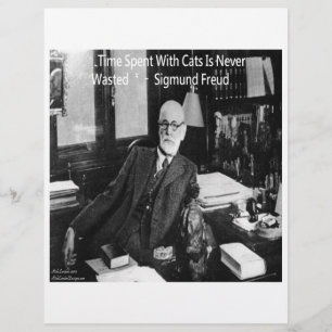 Sigmund Freud In His Office & Funny Cat Quote