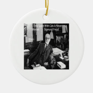 Sigmund Freud In His Office & Funny Cat Quote Ceramic Ornament