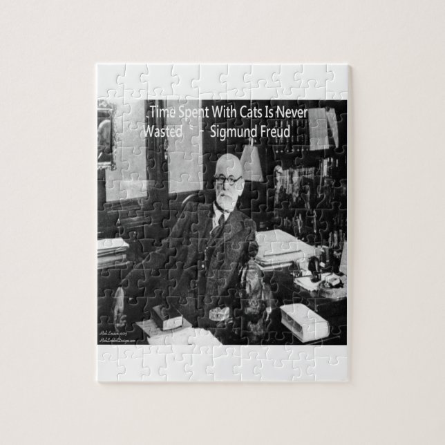 Sigmund Freud In His Office & Funny Cat Quote Jigsaw Puzzle (Vertical)