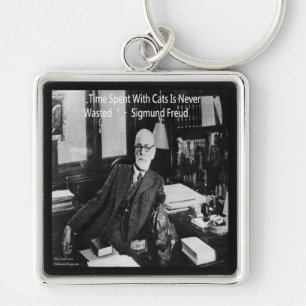Sigmund Freud In His Office & Funny Cat Quote Keychain