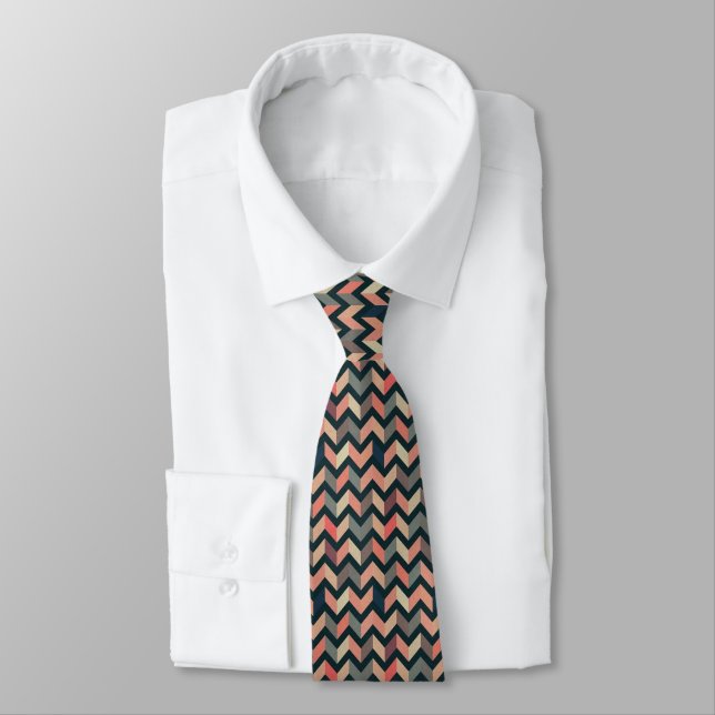 Sigmund Freud Neo Patchwork Zigzag Aesthetic Tie (Tied)