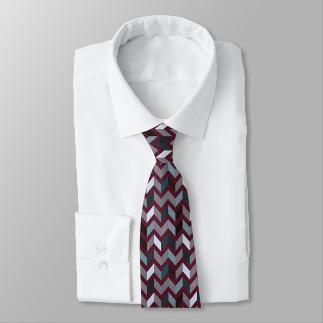 Sigmund Freud Neo Patchwork Zigzag Power Necktie (Tied)