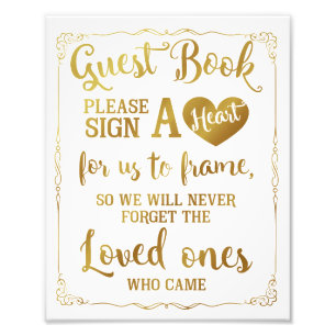 sign a heart guest book wedding sign gold