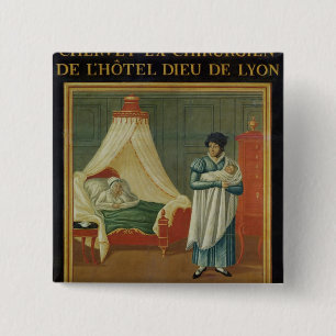 Sign advertising the services of a midwife 2 inch square button