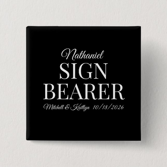 Sign Bearer Wedding 2 Inch Square Button (Front)