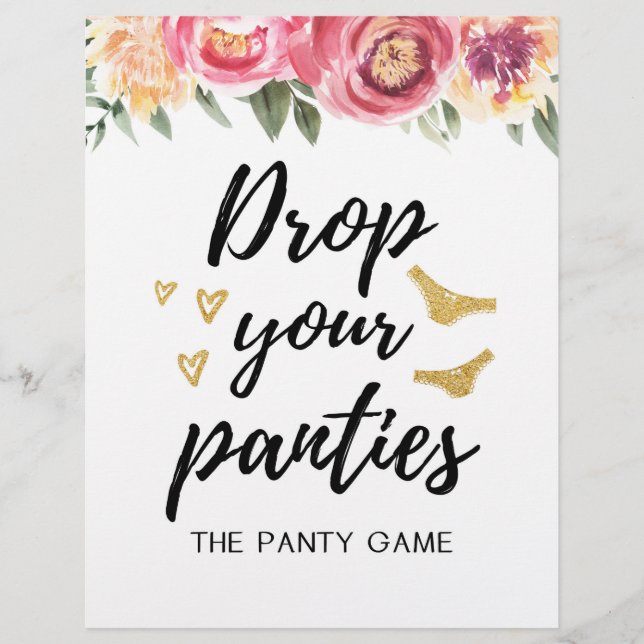 SIGN Drop your panties game, Bridal Shower (Front)