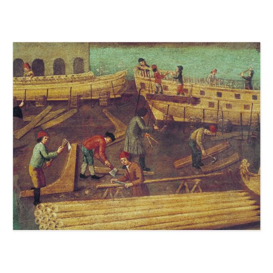 Sign for the Marangoni Family of shipbuilders Postcard