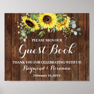 Sign Guest Book Wedding Sunflower Greenery Sign