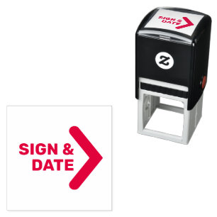 Sign here and Date Arrow Page Flag Indicator Swipe Self-inking Stamp
