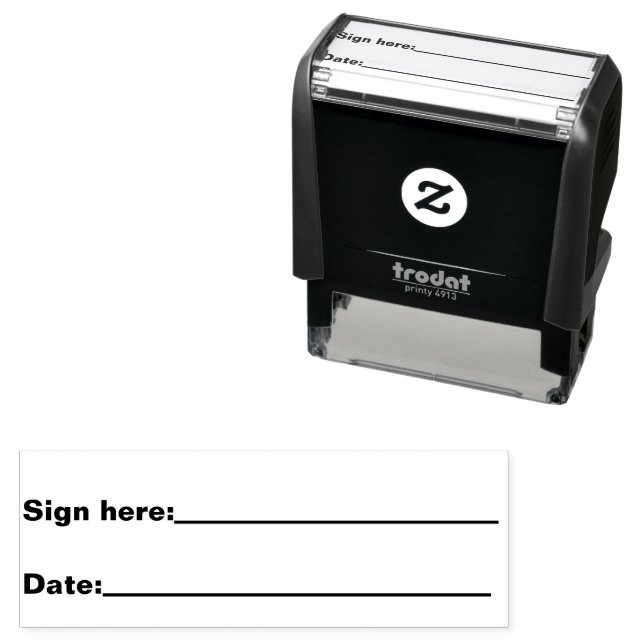 Sign Here and Date (Bold Font) & Lines to Write on Self-inking Stamp (In Situ)