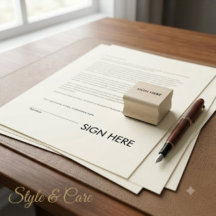 SIGN HERE Rubber Stamp for Documents