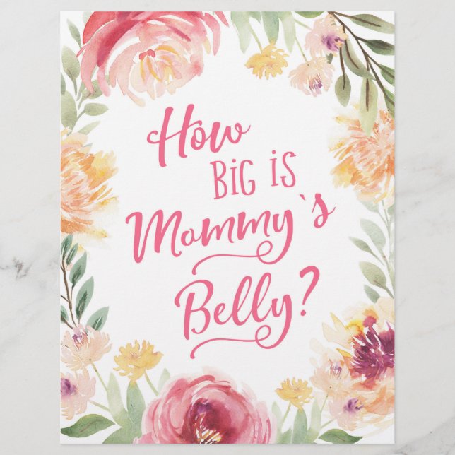 SIGN How big is Mommy's Belly? Baby Shower Game (Front)