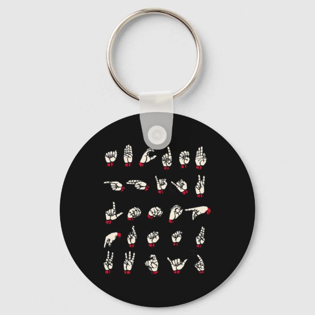 Sign Language  - Alphabet A to Z ASL Deaf Awarenes Keychain (Front)