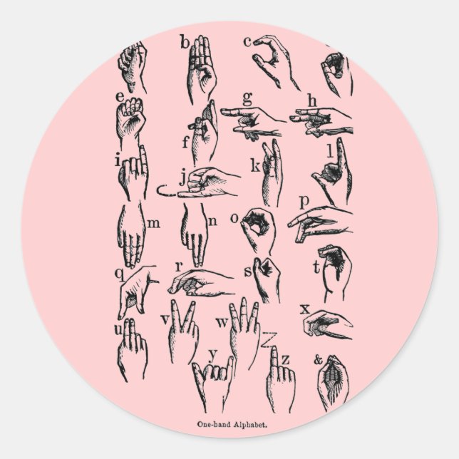 Sign Language Alphabet Classic Round Sticker (Front)