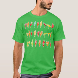 Sign Language Alphabet Coloured Hand Alphabet ASL T-Shirt