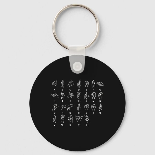 Sign Language Alphabet Deaf Mute ASL Deaf Awarenes Keychain (Front)