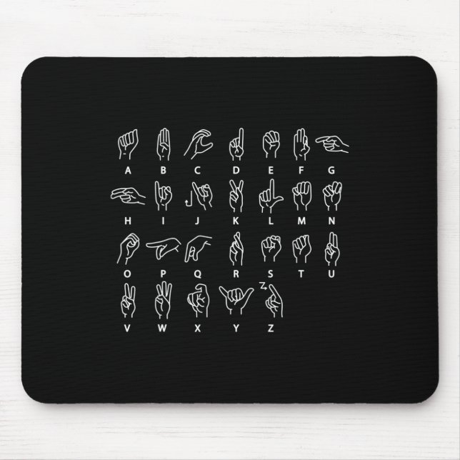 Sign Language Alphabet Deaf Mute ASL Deaf Awarenes Mouse Pad (Front)