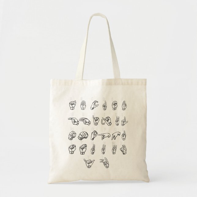 Sign Language Alphabet For ASL Interpreter Deaf Te Tote Bag (Front)