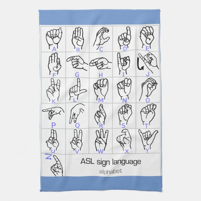 SIGN LANGUAGE ALPHABET kitchen towel (Vertical)