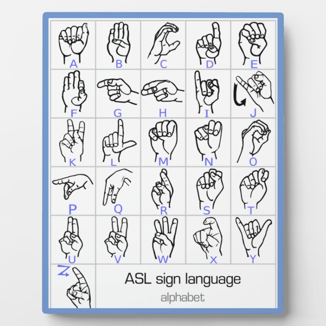 SIGN LANGUAGE ALPHABET plaque (Front)