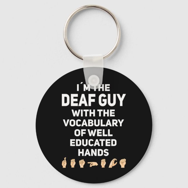 Sign Language Asl Hand Gesture Deaf Awareness 1  Keychain (Front)