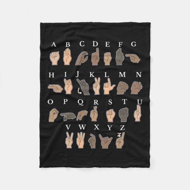 Sign Language Asl Hand Gesture Deaf Awareness  Fleece Blanket (Front)