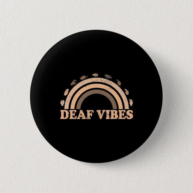 Sign Language Asl Hand Gesture Deaf Vibes Awarenes 2 Inch Round Button (Front)