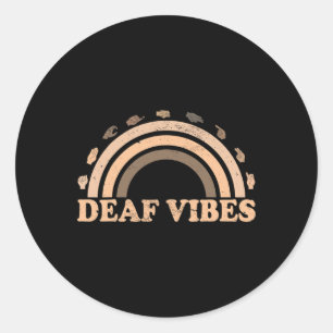 Sign Language Asl Hand Gesture Deaf Vibes Awarenes Classic Round Sticker