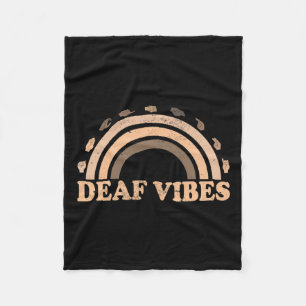Sign Language Asl Hand Gesture Deaf Vibes Awarenes Fleece Blanket
