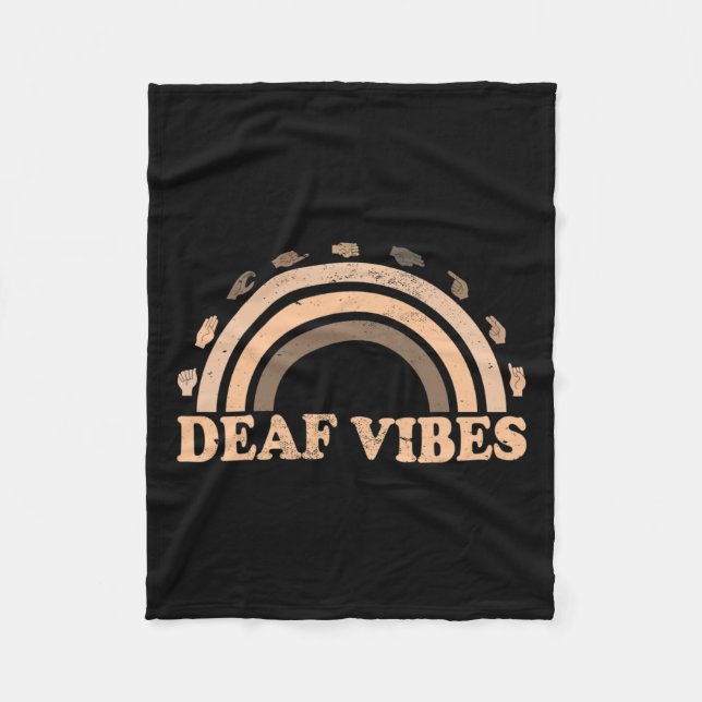Sign Language Asl Hand Gesture Deaf Vibes Awarenes Fleece Blanket (Front)