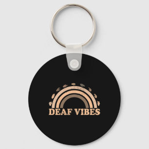 Sign Language Asl Hand Gesture Deaf Vibes Awarenes Keychain
