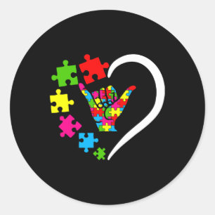 Sign Language ASL Love Autism Awareness Day Appare Classic Round Sticker