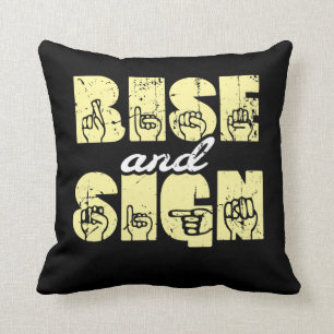 Sign Language ASL Rise and Sign Throw Pillow