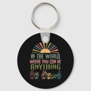 Sign Language Deaf Awareness Kindness ASL Language Keychain