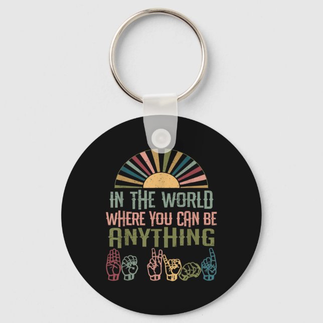 Sign Language Deaf Awareness Kindness ASL Language Keychain (Front)