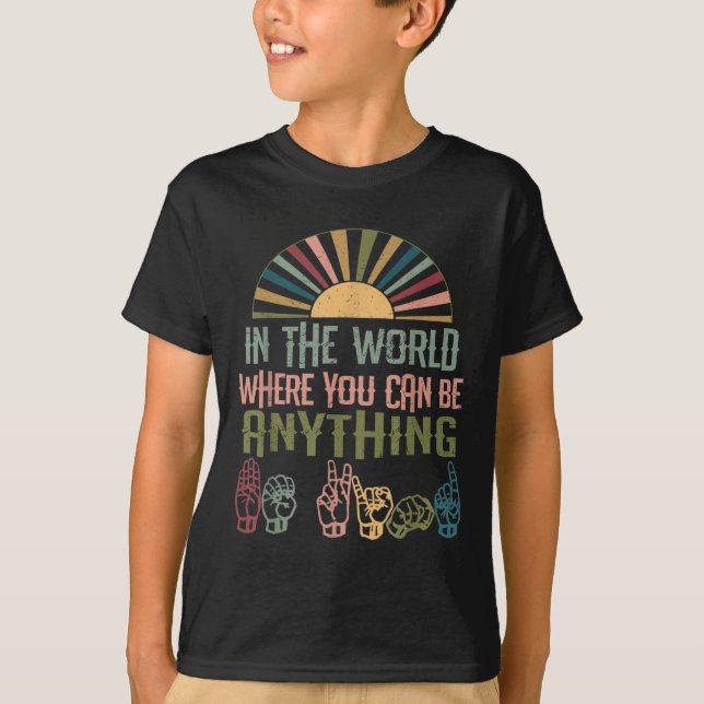Sign Language Deaf Awareness Kindness ASL Language T-Shirt (Front)
