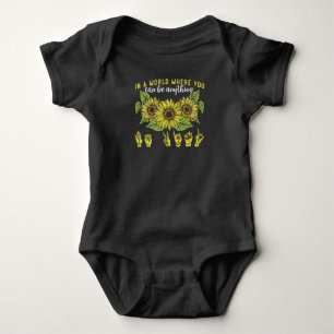 Sign Language Deaf Sunflower Be Kind Baby Bodysuit