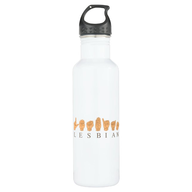 SIGN LANGUAGE FOR LESBIAN 710 ML WATER BOTTLE (Front)