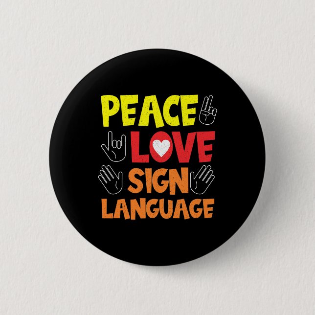 Sign Language Hand Interpreter Asl Deaf Awareness  2 Inch Round Button (Front)