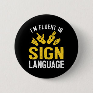 Sign Language Hand Interpreter Asl Deaf Awareness 2 Inch Round Button