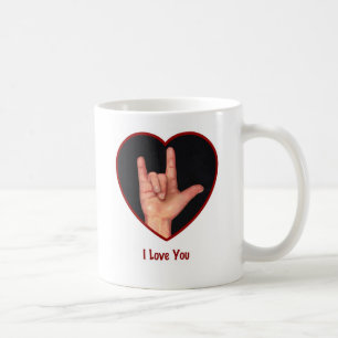 SIGN LANGUAGE I LOVE YOU HEART, HAND COFFEE MUG