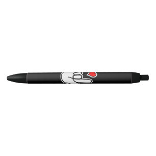 Sign Language I Love You Sign Black Ink Pen