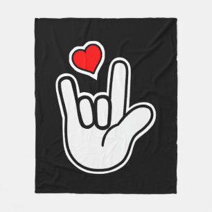 Sign Language I Love You Sign Fleece Blanket